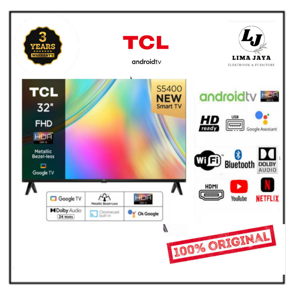 TCL LED TV 32S4500 DIGITAL + ANDROID TV LED TCL 32 Inch