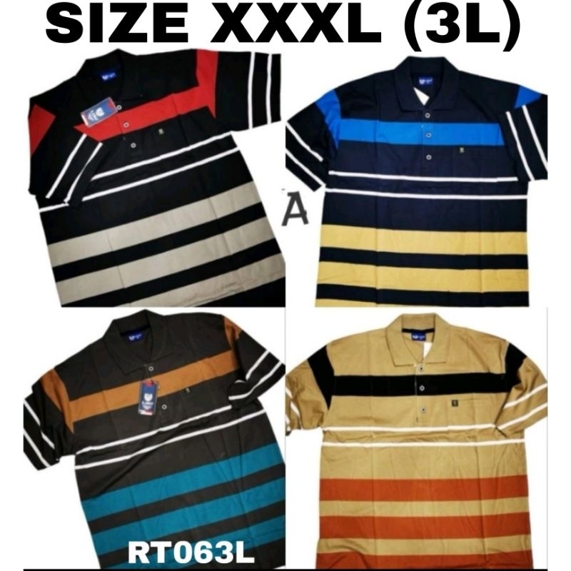 Kaos Kerah Saku Salur/Stripes Engineering Pria JUMBO SIZE XXXL(3L)