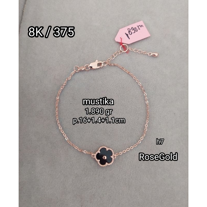Gelang model bunga clover hitam 8K / 375