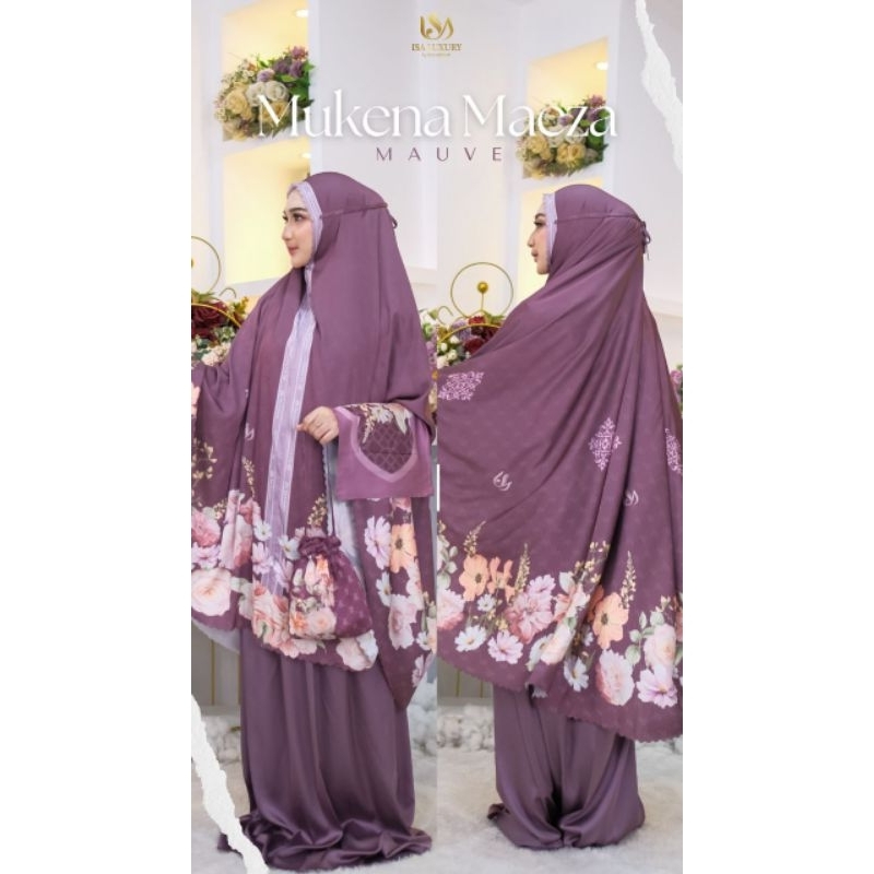 Mukena Maeza By Isa Hijab Terbaru 2024 Warna Mauve dan White