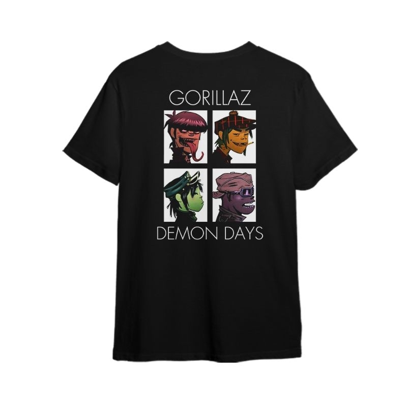 Kaos Band Gorillaz - Demon Days |  GORILLAZ DEMON DAYS | PREMIUM TSHIRT  Katun  Santai Polos Hitam