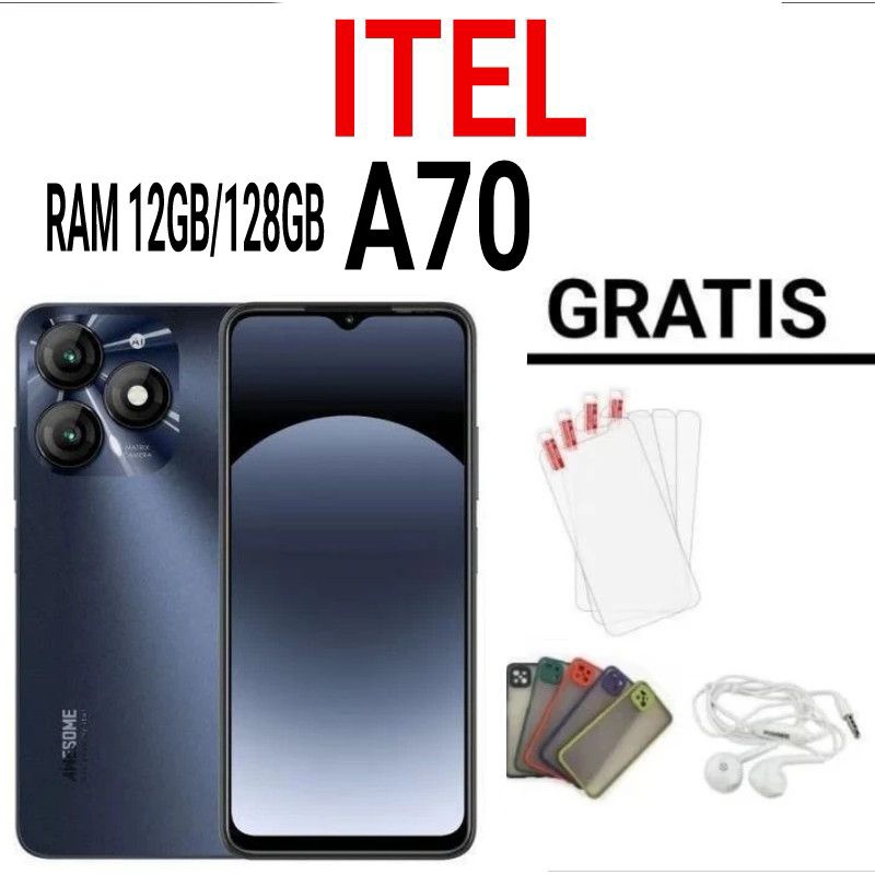 Itel A70 4G [12GB(4GB+8GB) / 128GB] [Layar Super Luas 6,6inch] [Ram dan Rom Besar] Resmi Itel seluru