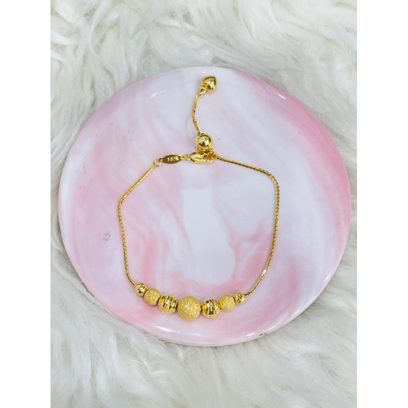 gelang serut bola kristal pasir emas asli kadar 700