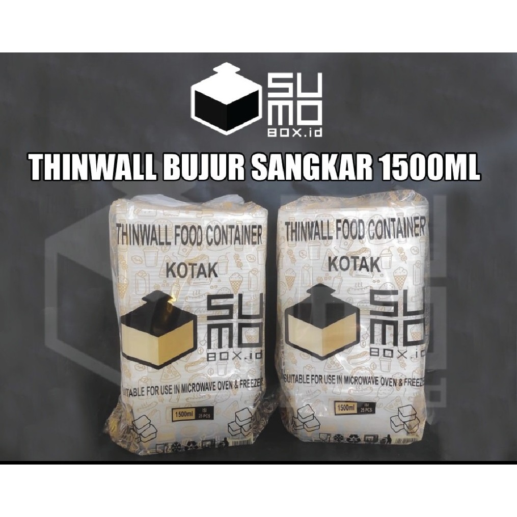 Thinwall BUJUR SANGKAR 1500ml + Tutup isi 25pcs