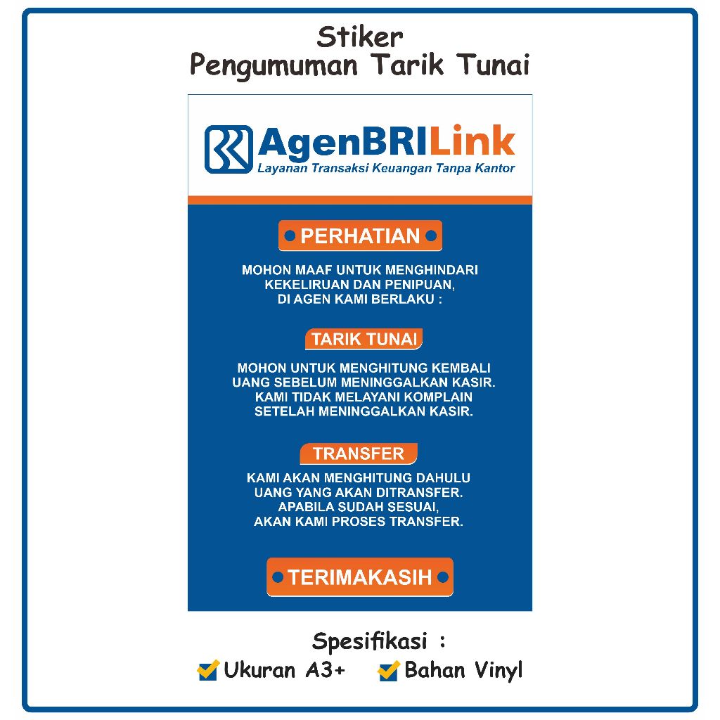 

Stiker Pengumuman Tarik Tunai