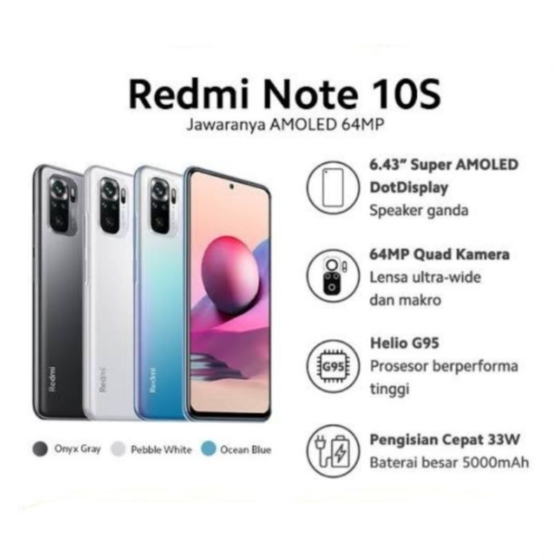 HP XIAOMI REDMI NOTE 10S 8/128 GB - XIOMI MI NOT 10S RAM 8GB ROM 128GB RESMI