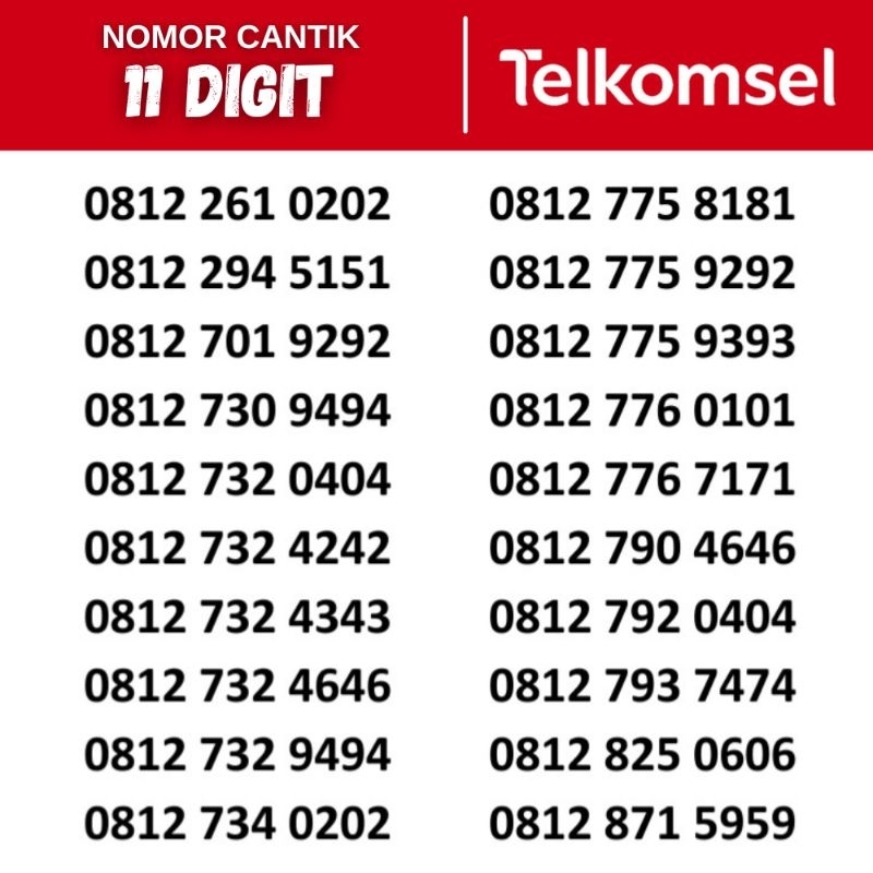 Nomor Cantik Telkomsel Simpati 11 Digit ABAB