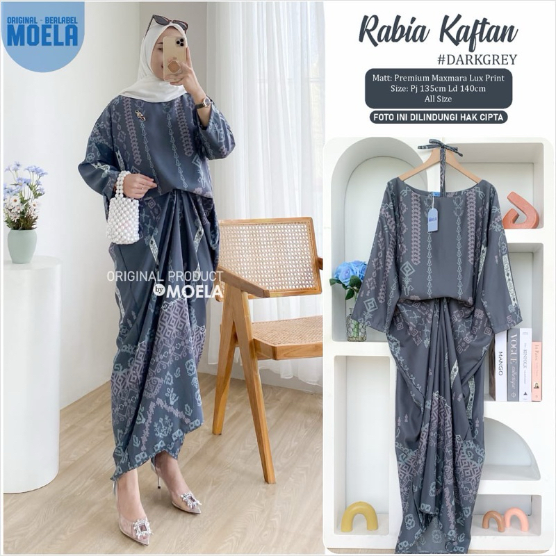 MOELA RABIA KAFTAN LEBARAN OVERSIZE JUMBO M-XXXL LD 140 MAXMARA LUX PRINT TEBAL