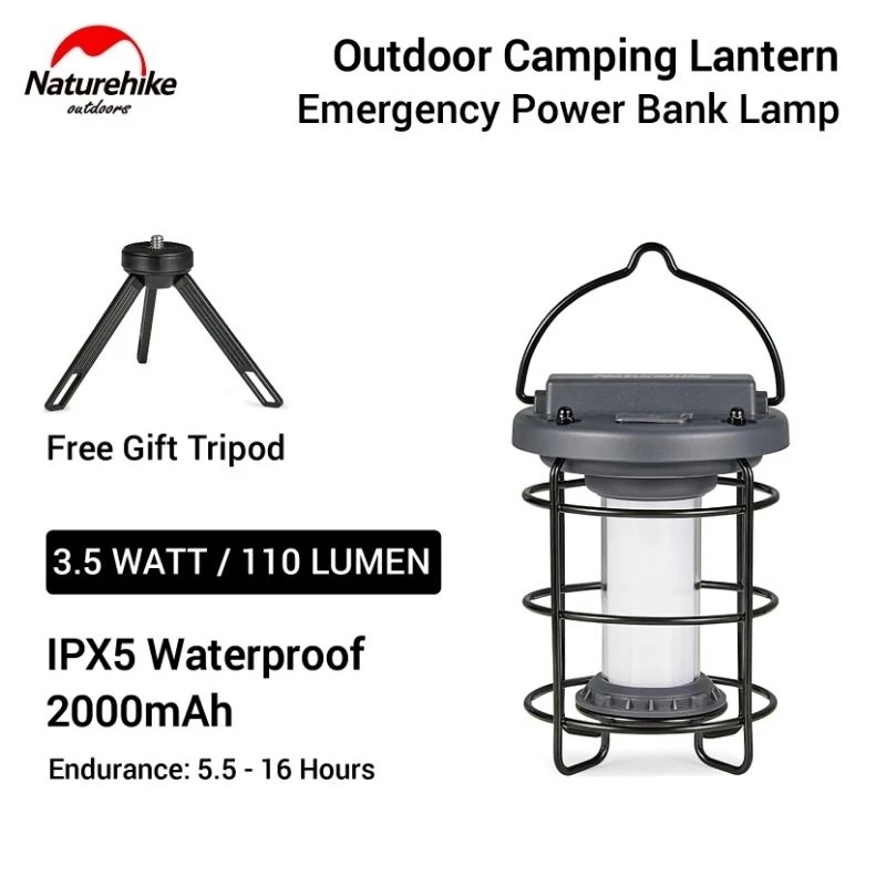 LAMPU CAMPING NATUREHIKE CNH22DQ008 IPX4 WATERPROOF LAMP TENT LIGHT USB CHARGINH LAMPU ANTI AIR LAMP