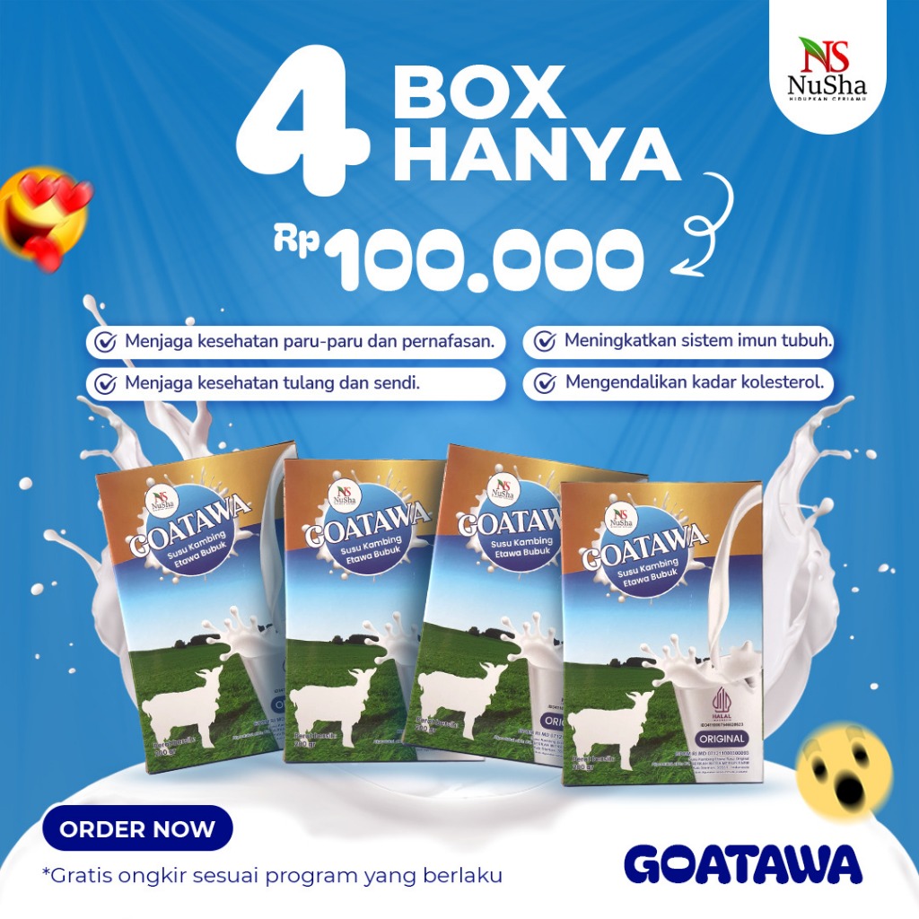 

Paket Isi 4 Bok GOATAWA Susu Kambing Etawa Bubuk ASLI ORIGINAL