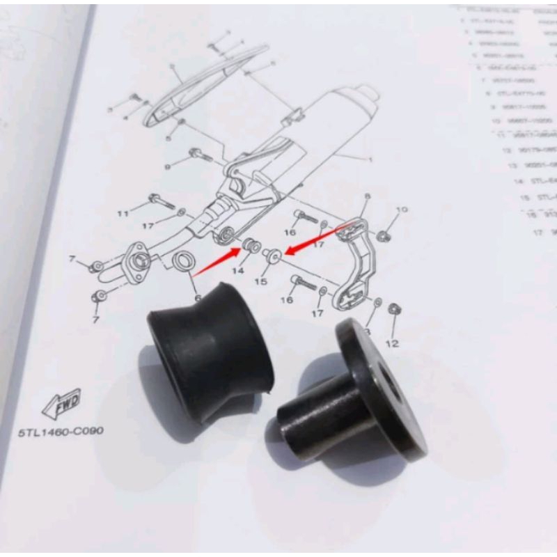Karet & Bosh Braket Knalpot Yamaha Mio lama Sporty Smile