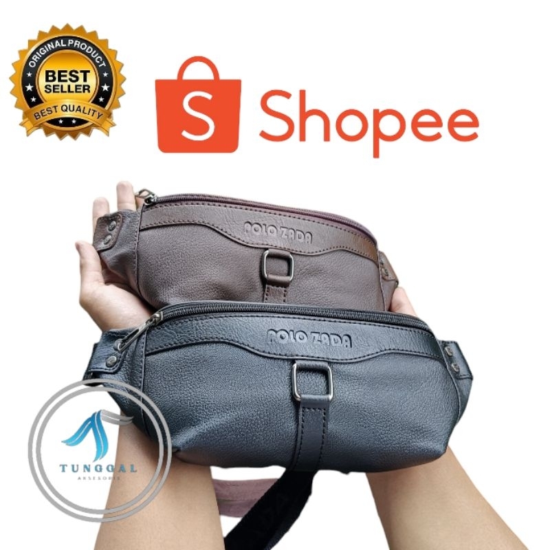 Waistbag Pria Kulit PU PREMIUM | Tas Selempang Pria Original Merk Polozada wb