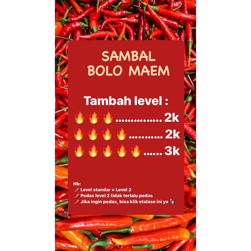 

TAMBAH LEVEL KEPEDASAN | sambal.bolomaem