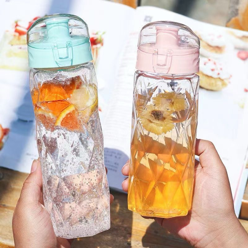 Botol Minum 600ml Transparan Motif Diamond BPA Free