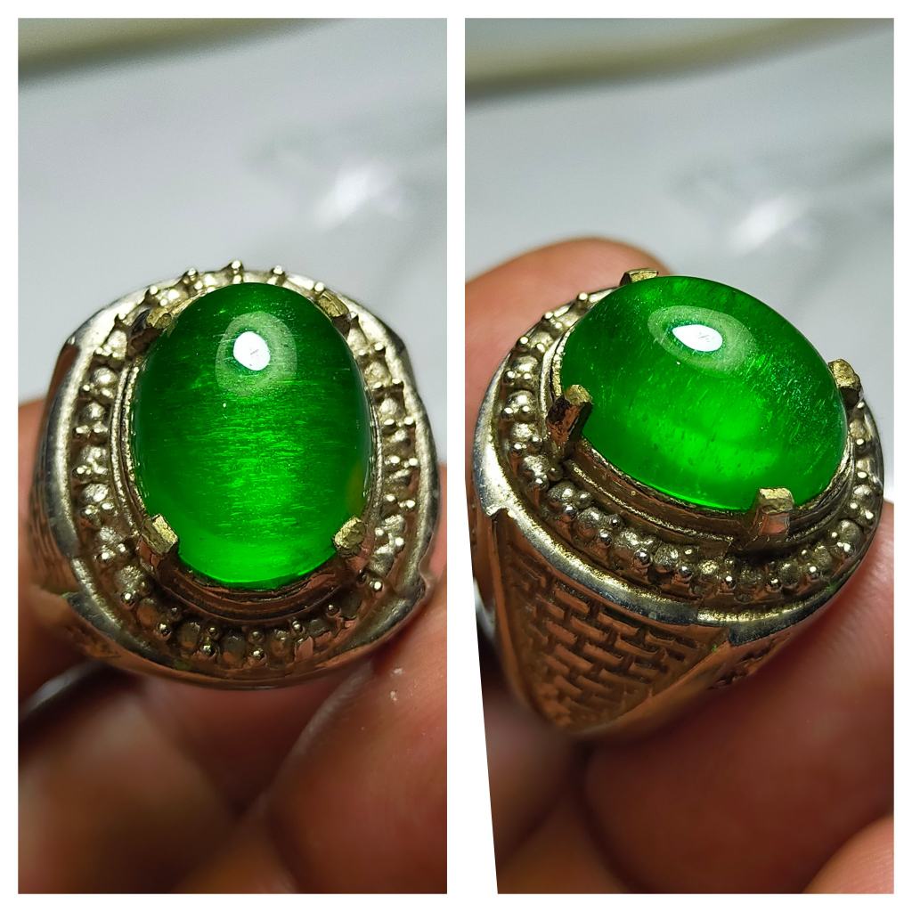 Cincin Batu Jamrud Kalimantan Serat Jarum Kristal