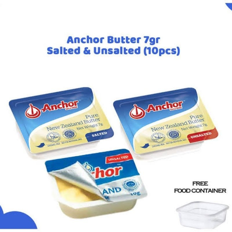 

Anchor Minidish Butter @7gr Unsalted Salted Halal MPASI