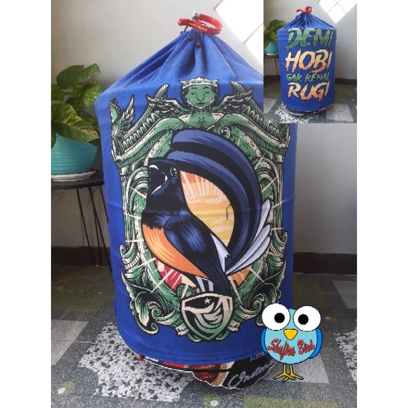 Krodong/kerodong/selimut sangkar bulat murai no 2 d.58, bahan tebal jersey full printing, kepala res