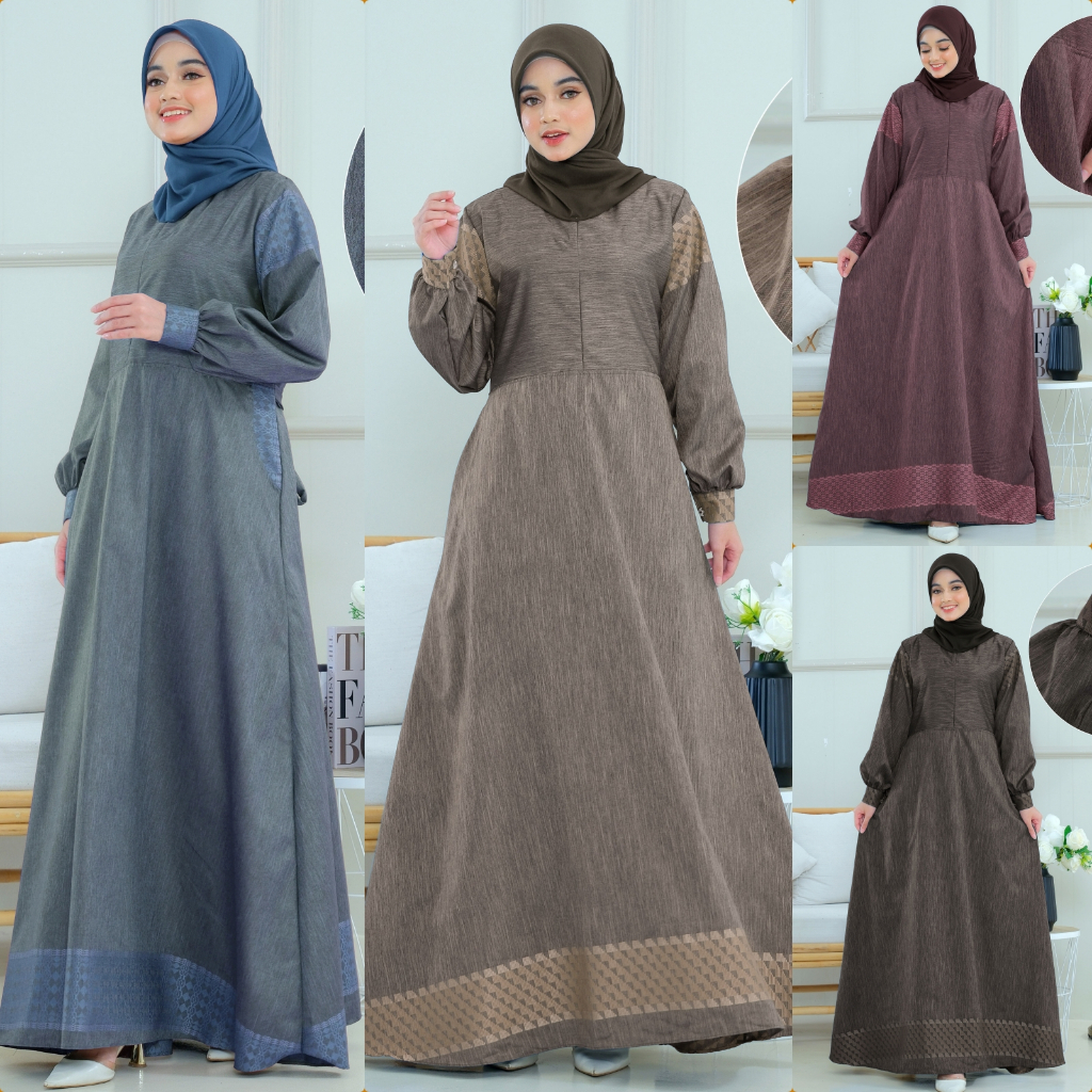 Gamis Etnik/ Gamis DenimGamis Katun Linen/ Gamis Lebaran/ Gamis Pesta