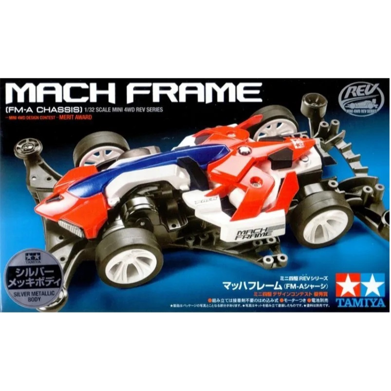 Tamiya Mini 4WD Mach Frame Silver Metallic Body Mainan Anak Laki-laki Koleksi Tamiya 4WD Original