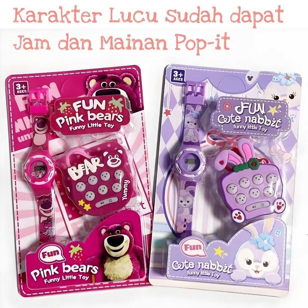 Jam Tangan Anak Bonus Pop It Karakter Lotso Kuromi Unicorn Stelalou