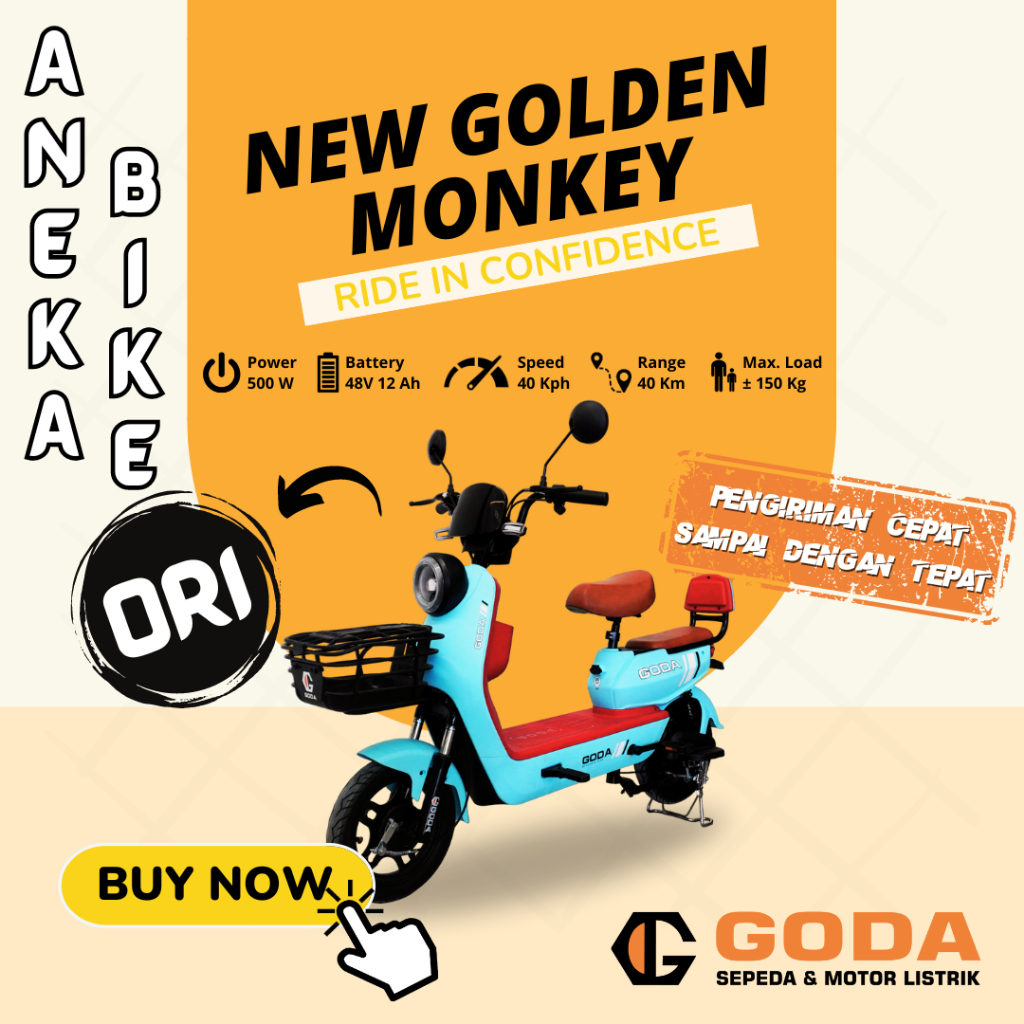Sepeda Listrik GODA GD140D Garansi Resmi - GD 140 D Golden Monkey - ANEKA BIKE GODA OFFICIAL-GD 140D