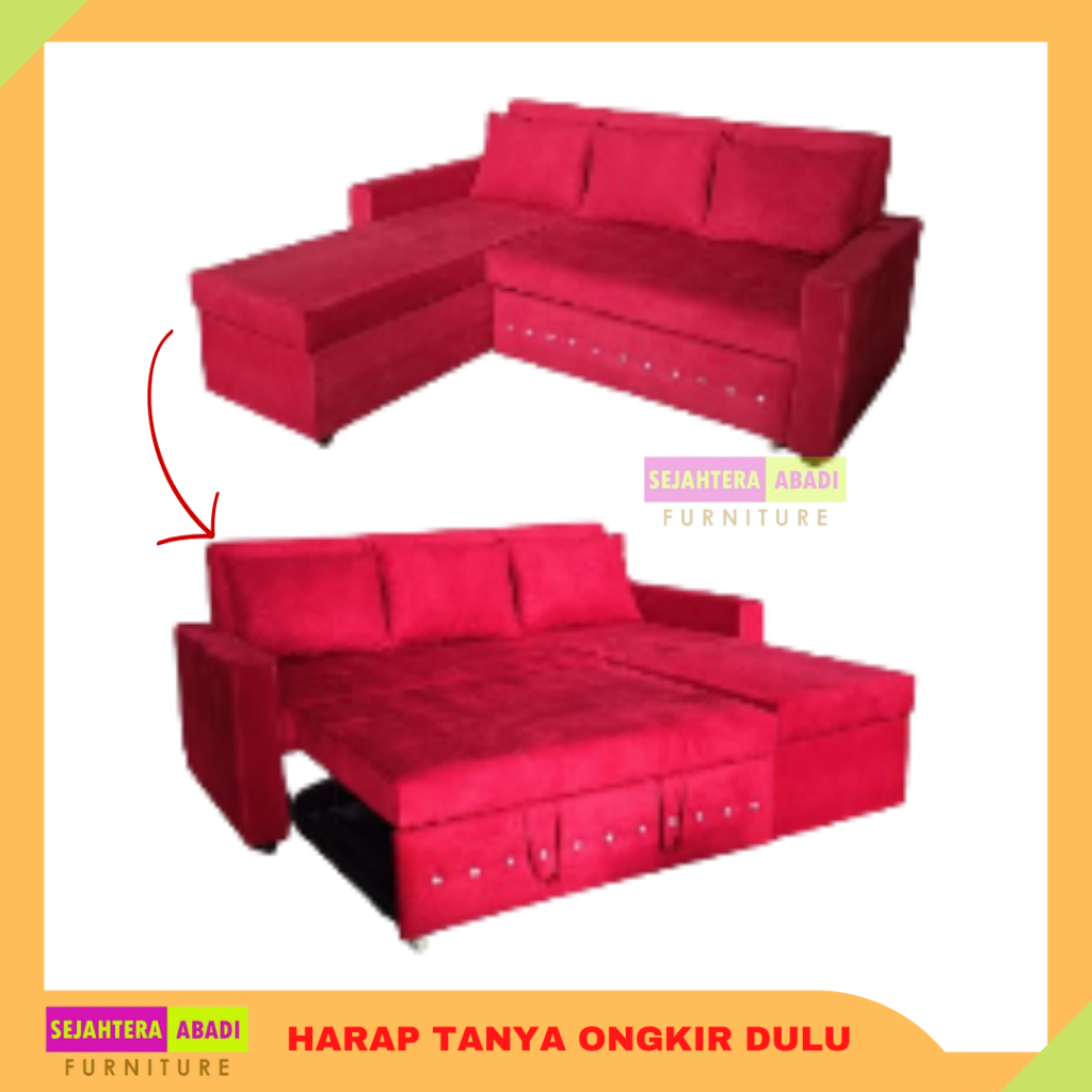 Big Queen sofa multifungsi convertible sofabed serba guna knockdown sofa L sofa besar free bantal so