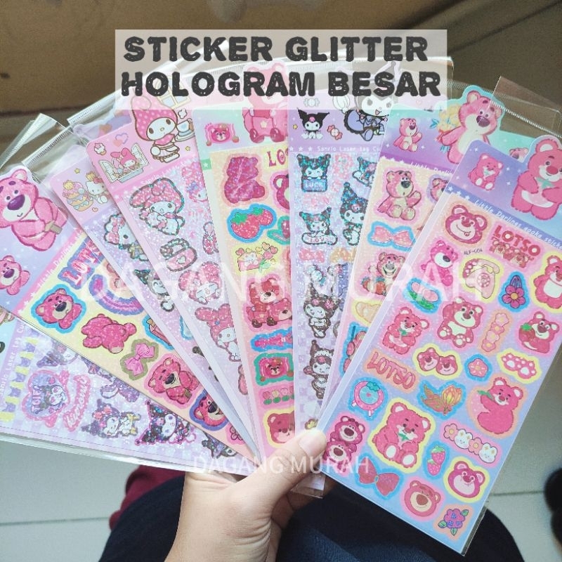 

(1 PCS) STIKER GLITER HOLOGRAM BESAR MOTIF SANRIO KUROMI MELODY