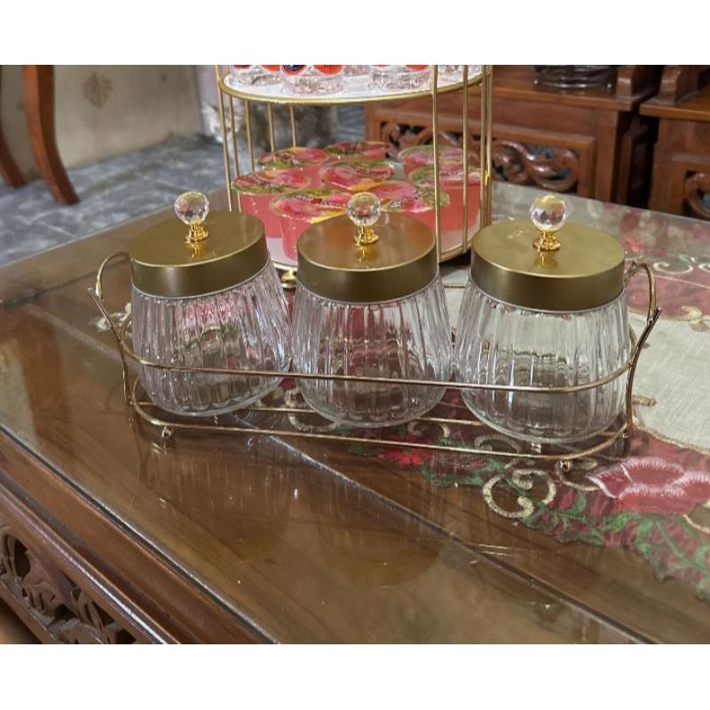 Toples Kaca Set Gold + Rak /Toples Ace Hardware INFORMA/TOPLES LEBARAN