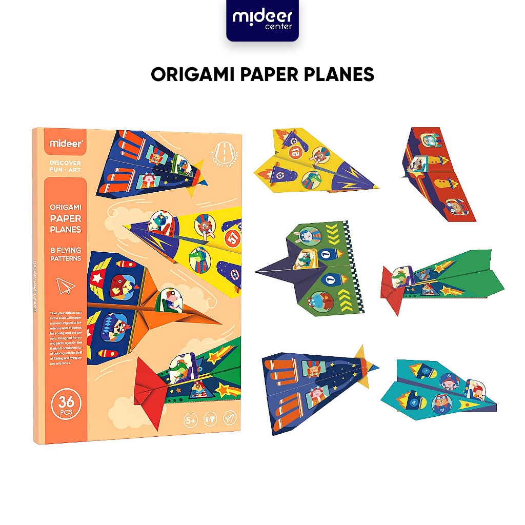 

Mideer Origami Paper Planes A4 / Pesawat Kertas Origami Mainan Edukasi Anak Melipat Warna Warni