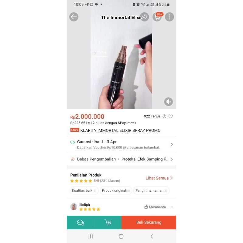 Klarity Immortal Elixir Spray (new)