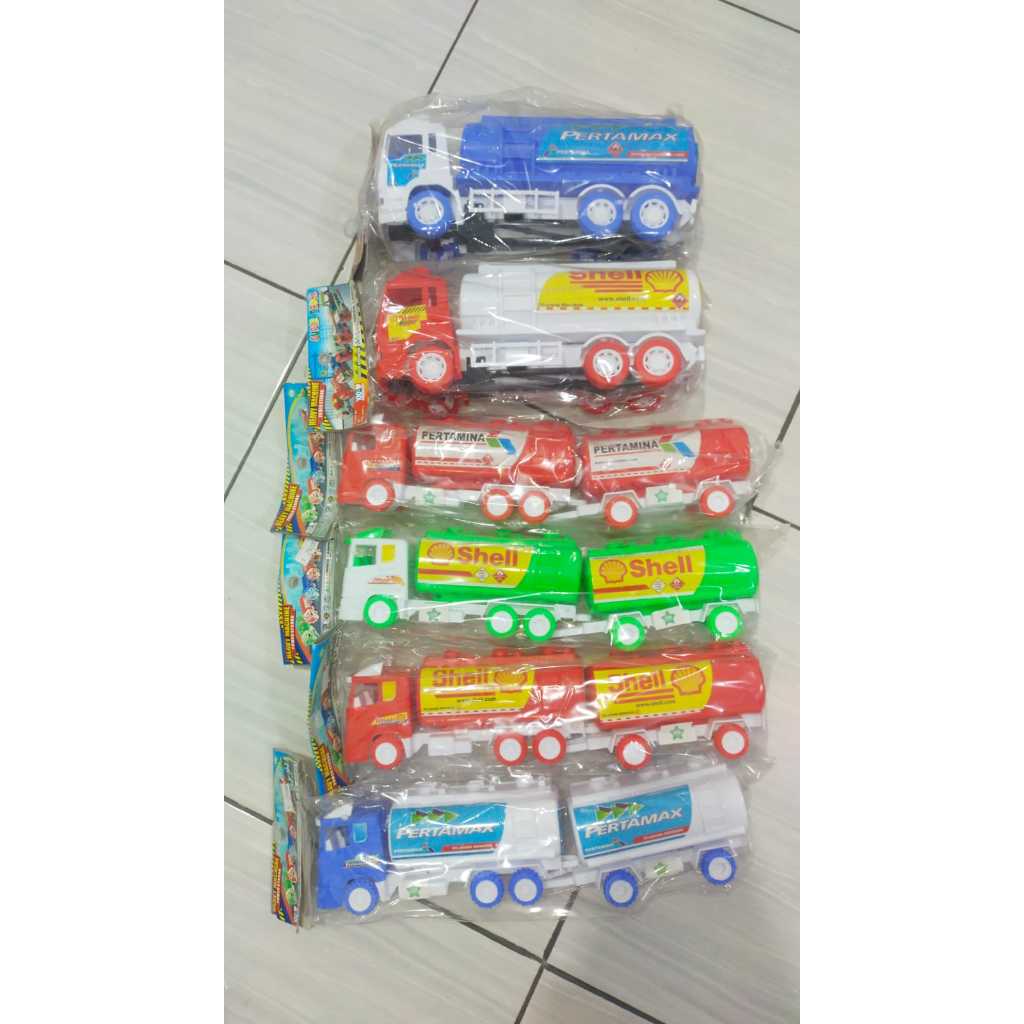 Mainan truk BBM anak laki-laki, truk bahan bakar, truk gandeng pertamina, pertamax, shell MURAH