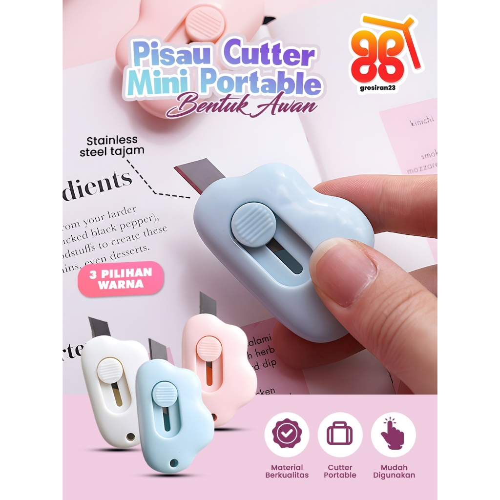 

Mini Cutter Lucu Bentuk Awan / Pisau Kater Kecil Alat Bantu Pembuka Paket