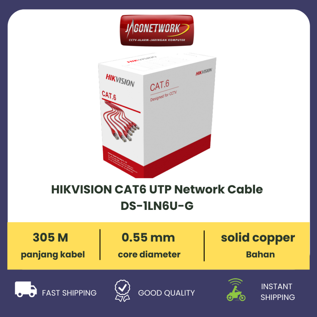 Kabel UTP Cat 6 Hikvision - Kabel LAN Cat 6 Hikvision  DS-1LN6U-G