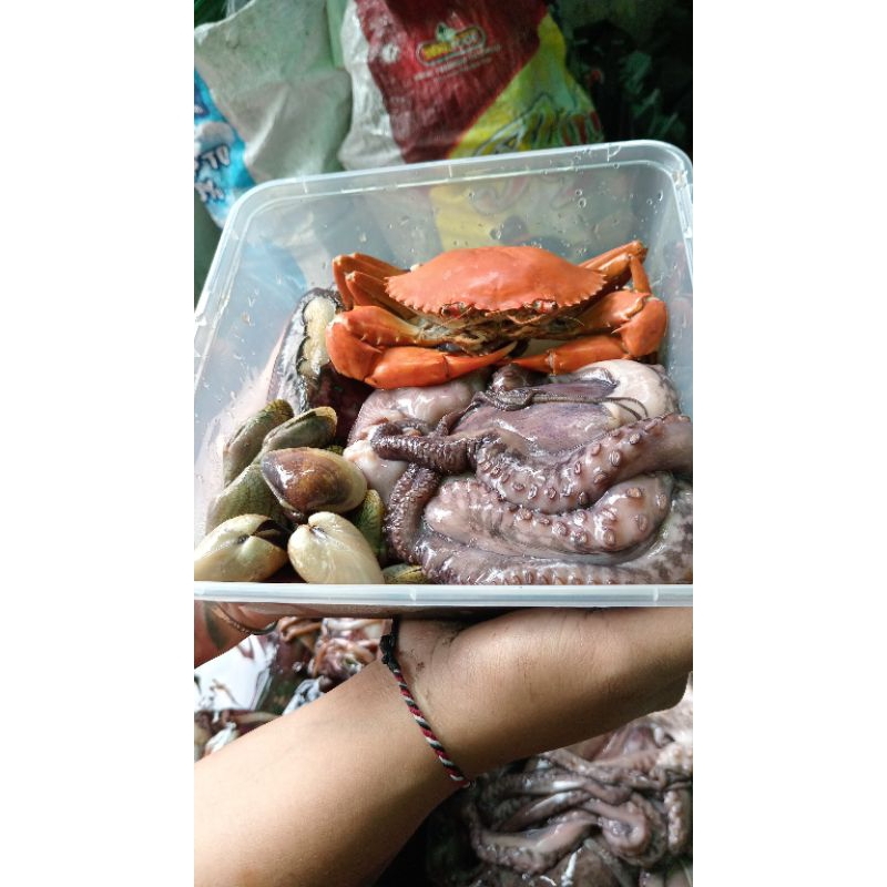 

(1kg ++) Seafood Mix (Kepiting, Gurita, Cumi, Kerang Mix)