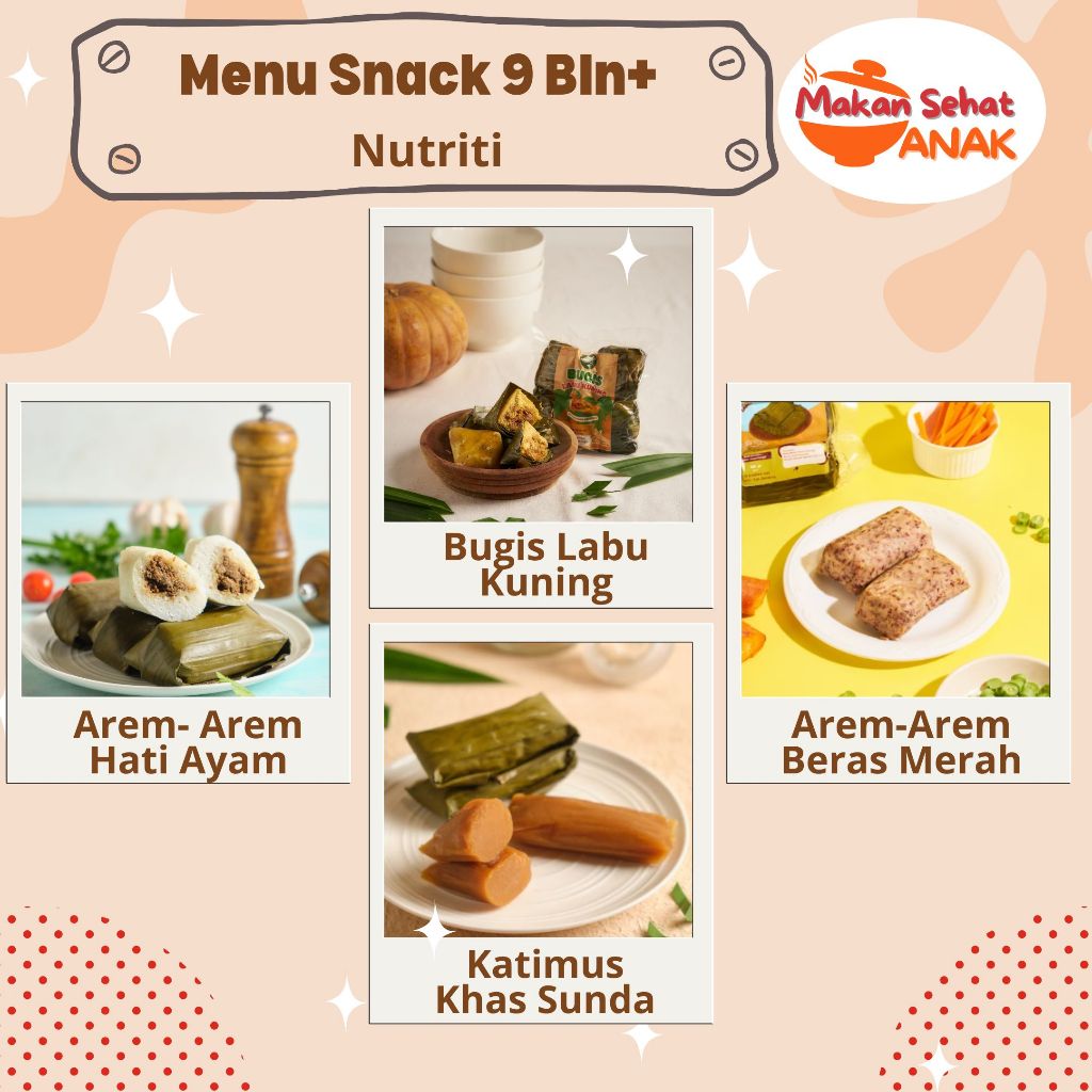 Nutriti Snack/ Camilan (Arem-Arem, Katimus, Barongko, Bugis, Kroket, Sosis Solo) MPASI 6/9/12 Bulan 