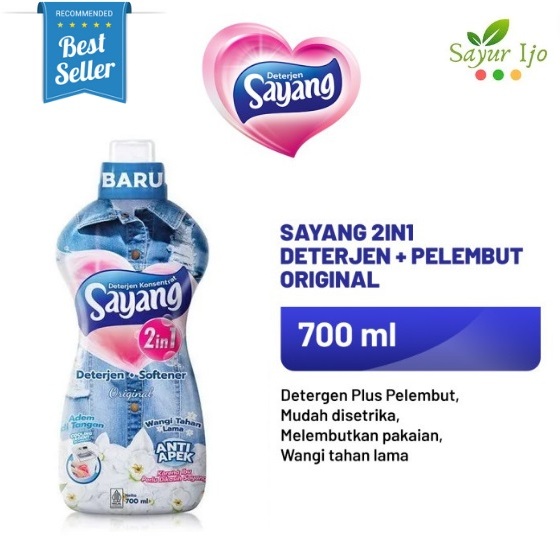 Sayang 2in1 Detergen Konsentrat + Softener Original 700 ML / Botol Sabun Cair Liquid Pembersih & Pel