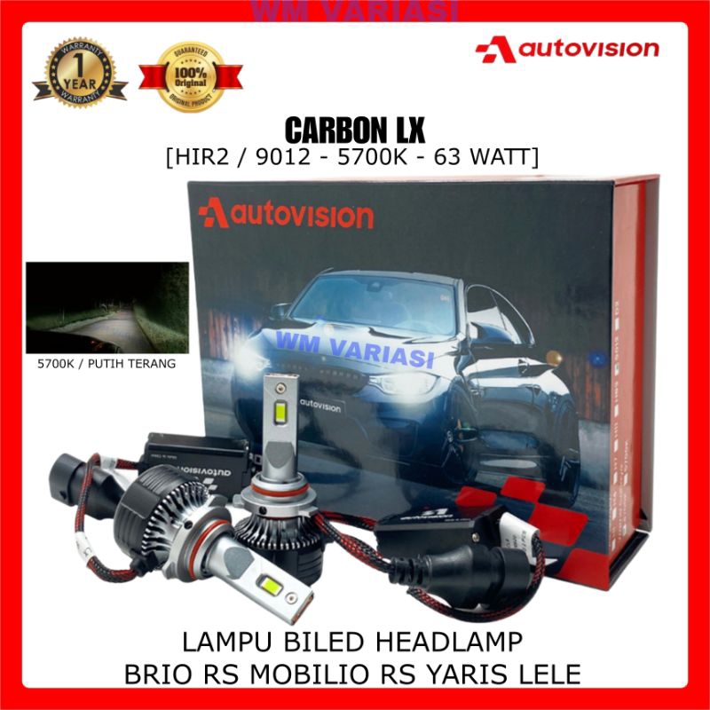 LED Headlamp HIR2 9012 Mobil Brio RS Mobilio RS Yaris Lele 5700K Autovision Carbon LX 63 Watt
