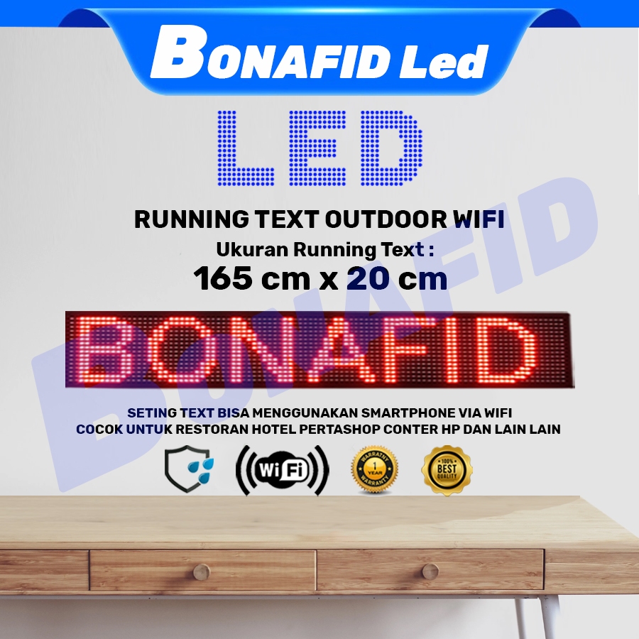 LED RUNNING TEXT 165x20cm Outdoor wifi