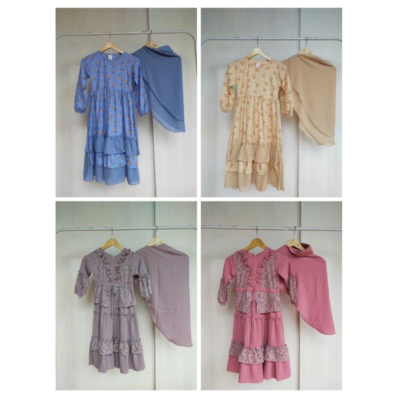 Gamis Anak Cewek , Set Krudung