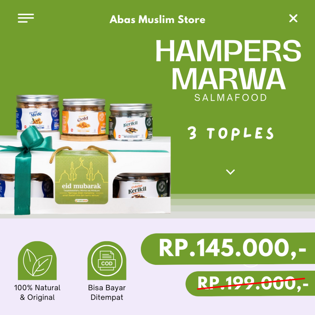 

Hampers Marwa Toples 250 gr Kacang Mede Coklat Kerikil Kismis Gold Paket Lebaran