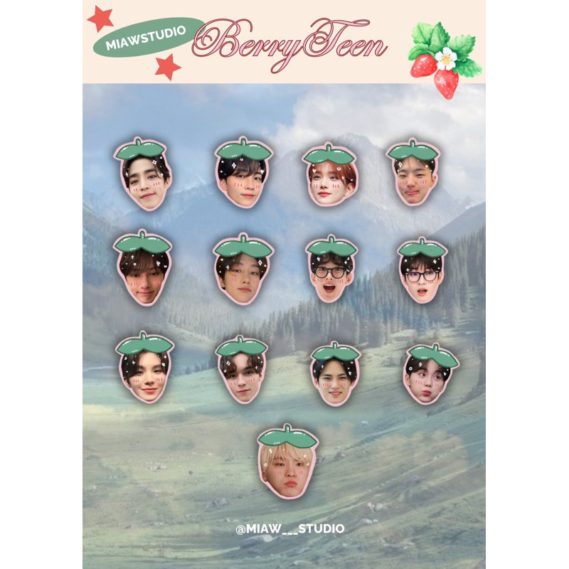 

STICKER SHEET BERRY SEVENTEEN, ENHYPEN, TREASURE, NCT 127, NCT DREAM