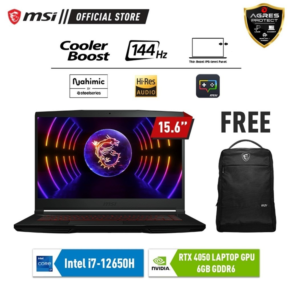MSI THIN GF63 RTX4050 I7 12650H RAM 16GB 512SSD FHD IPS 144HZ