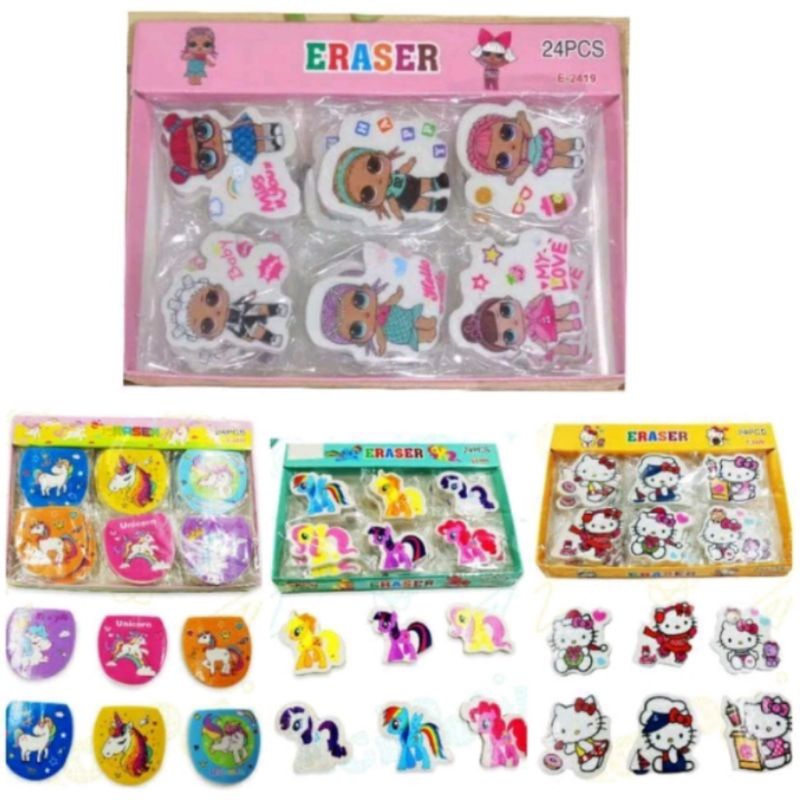 

Penghapus unicorn, little pony, frozen, hello kitty, LOL, superhero, cars, kpop per pcs / Penghapus hijab per pcs