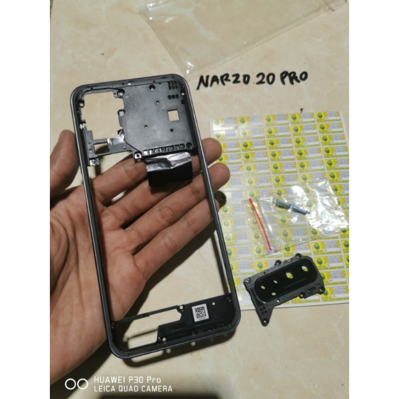 bezel bejel tulang tengah tutup mesin realme narzo 20 pro silver kebiruan