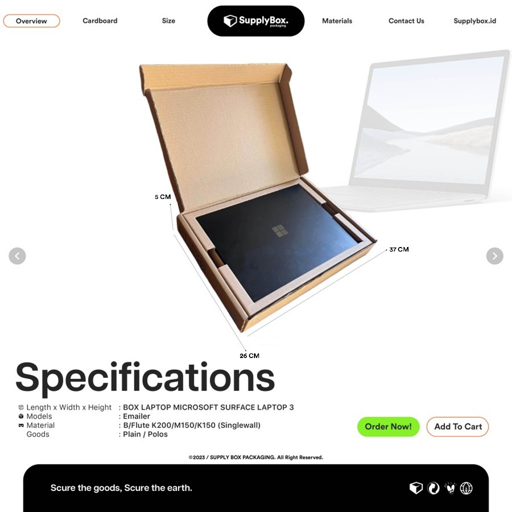 

BOX LAPTOP MICROSOFT SURFACE 3 POLOS | 37 x 26 x 5 CM | Dus Surface