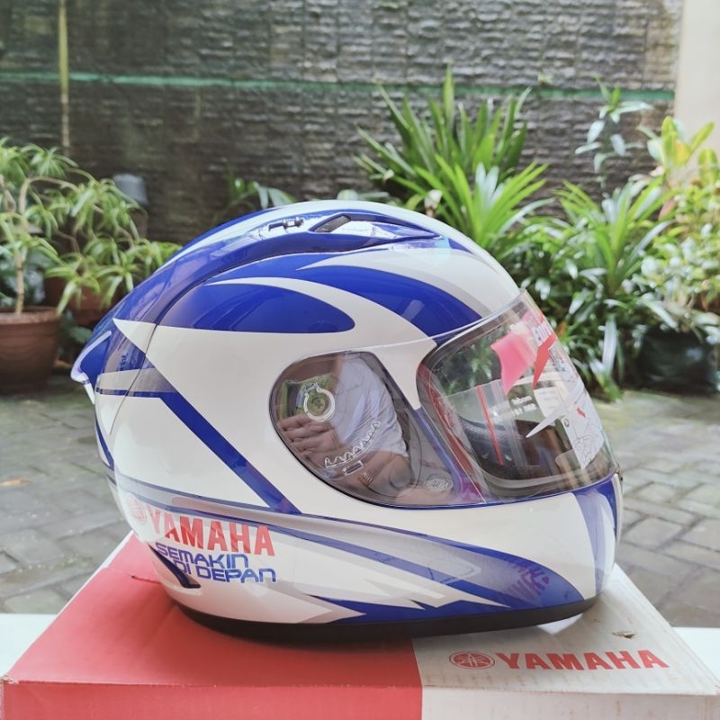 Helm Yamaha Vintage Fullface R8 MOTO GP Biru Edisi Spesial 50th World GP 2011 Ori (NOS, GENUINE, BAR