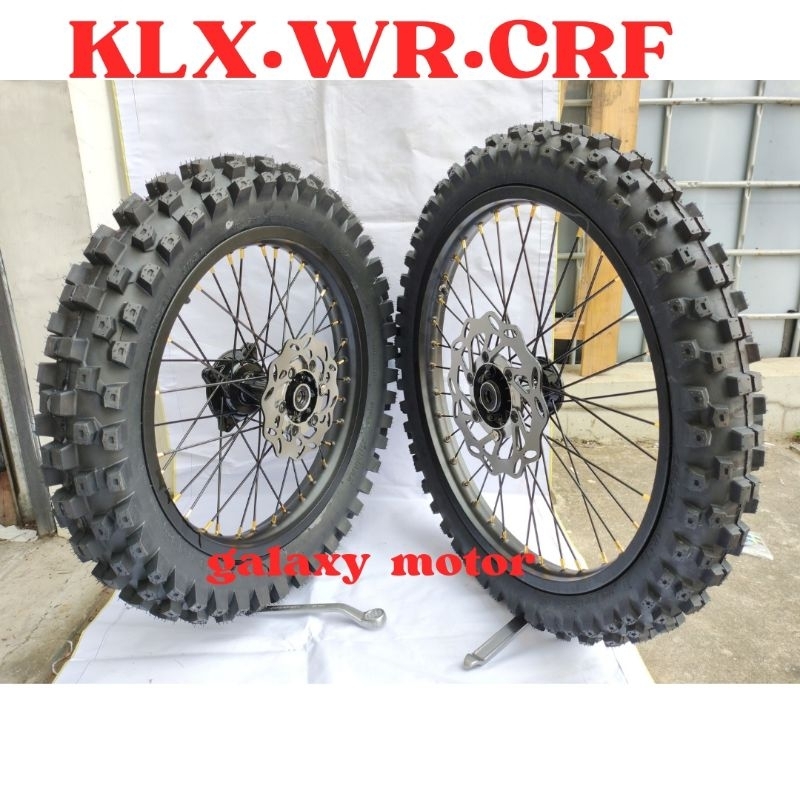 PAKET Komplit Velg Klx 16 19 - 18 21 Paketan Velg Cross Trail KLX CRF WR 16 19 18 21 + Ban Primaax G