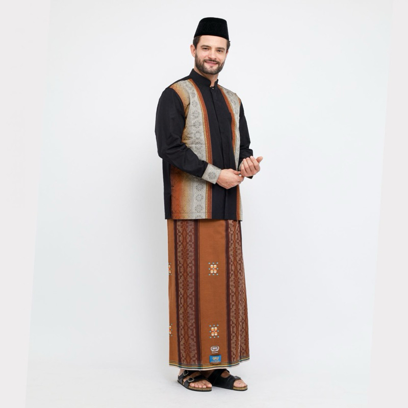 Sarung BHS Classic Gold Motif Songket Ritmik Coklat