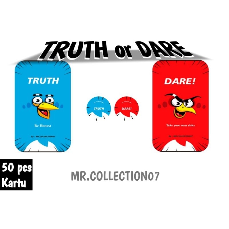 Kartu Permainan TRUTH or DARE - Angry Birds Face Game Card