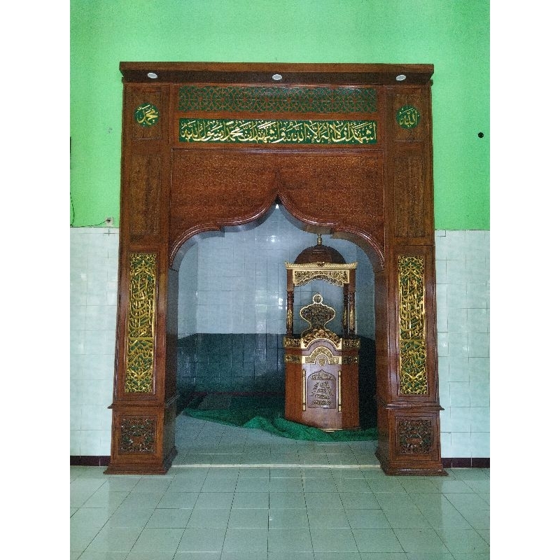 Mihrab Masjid Kayu Jati Ukiran Kaligrafi dan Mihrab Mushola Terindah Minimalis Modern / Dekorasi Pen